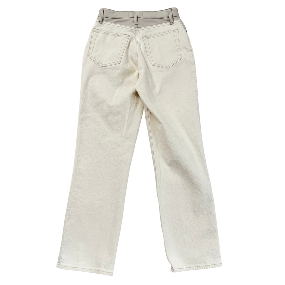Abercrombie Curve Love 90s Straight Jeans 27 4Short Ivory Faux Leather High Rise - Picture 3 of 16